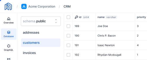 Screenshot displaying part of the Nhost dashboard that used MUI Base to be built.